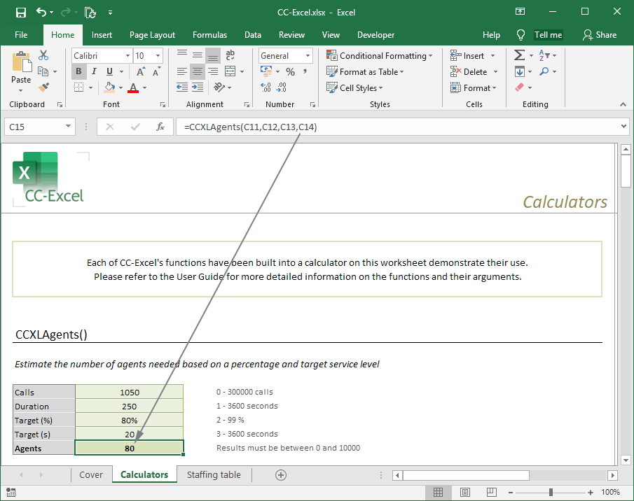 CC-Excel agents calculation