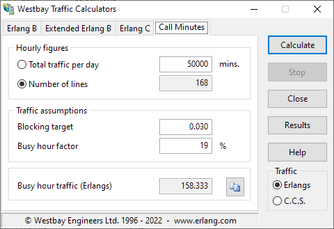 Westbay Traffic Calculators - Call Minutes