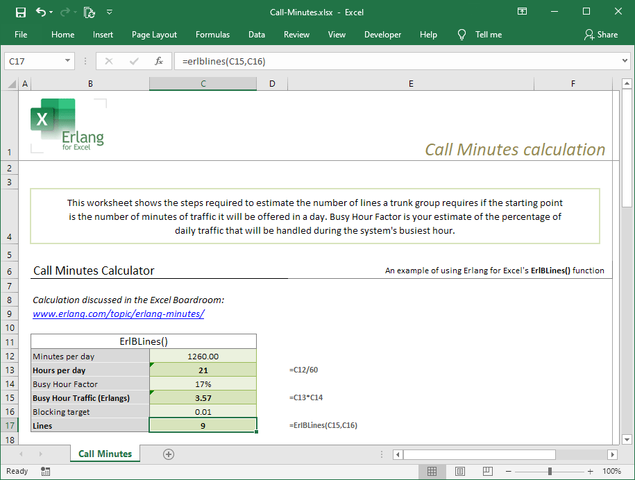 Excel Call Minutes Calculator