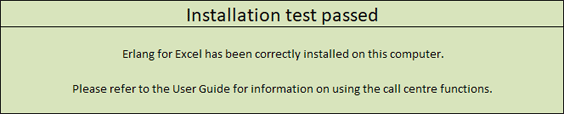 Erlang for Excel installation test passed